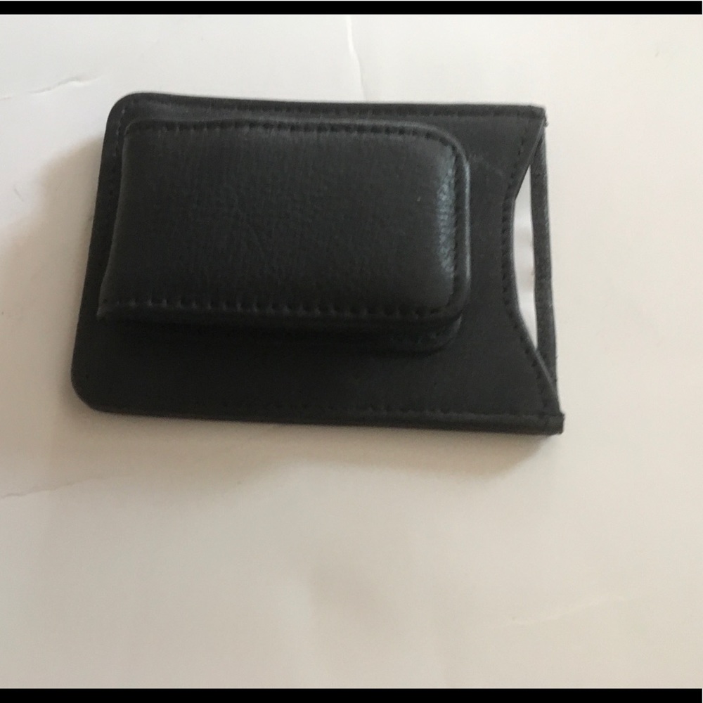 Men’s Leather Money Clip Wallet Black New
